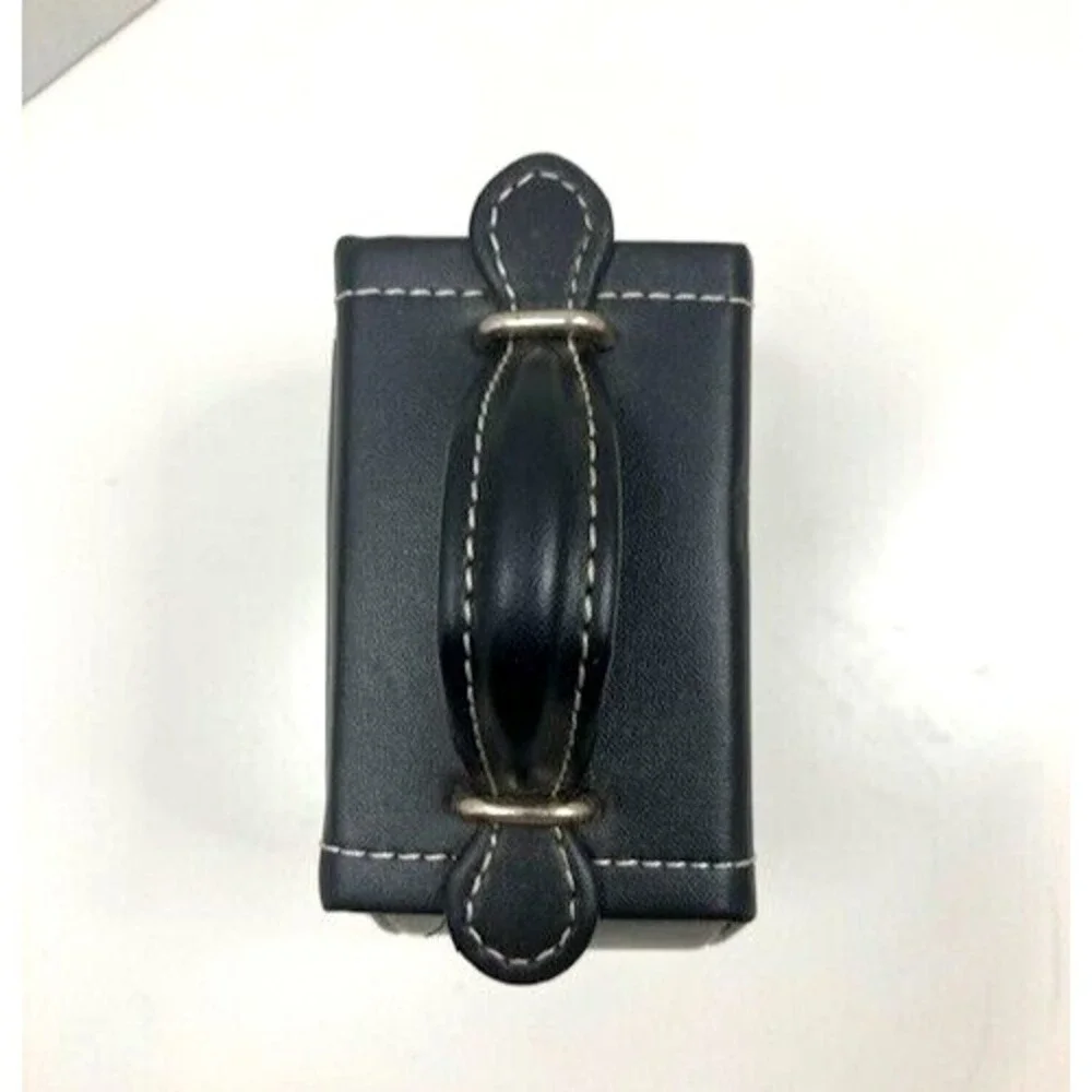 New‎ Black Leather Travel Jewelry Case Mirror, Hard Outer Snap Case